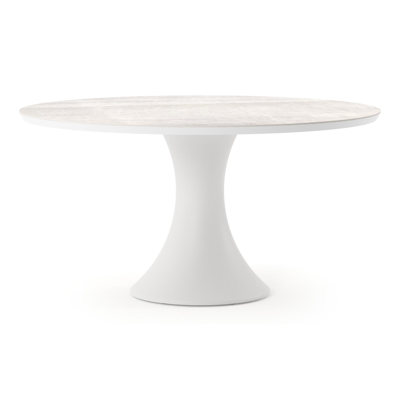 Fano tuintafel rond in wit aluminium en volkeramiek Taj Mahal - Dia. 148 x H 74 cm