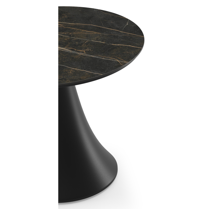 Fano low dining loungetafel in zwart aluminium en volkeramiek black obsession - Dia. 65 x H 55 cm