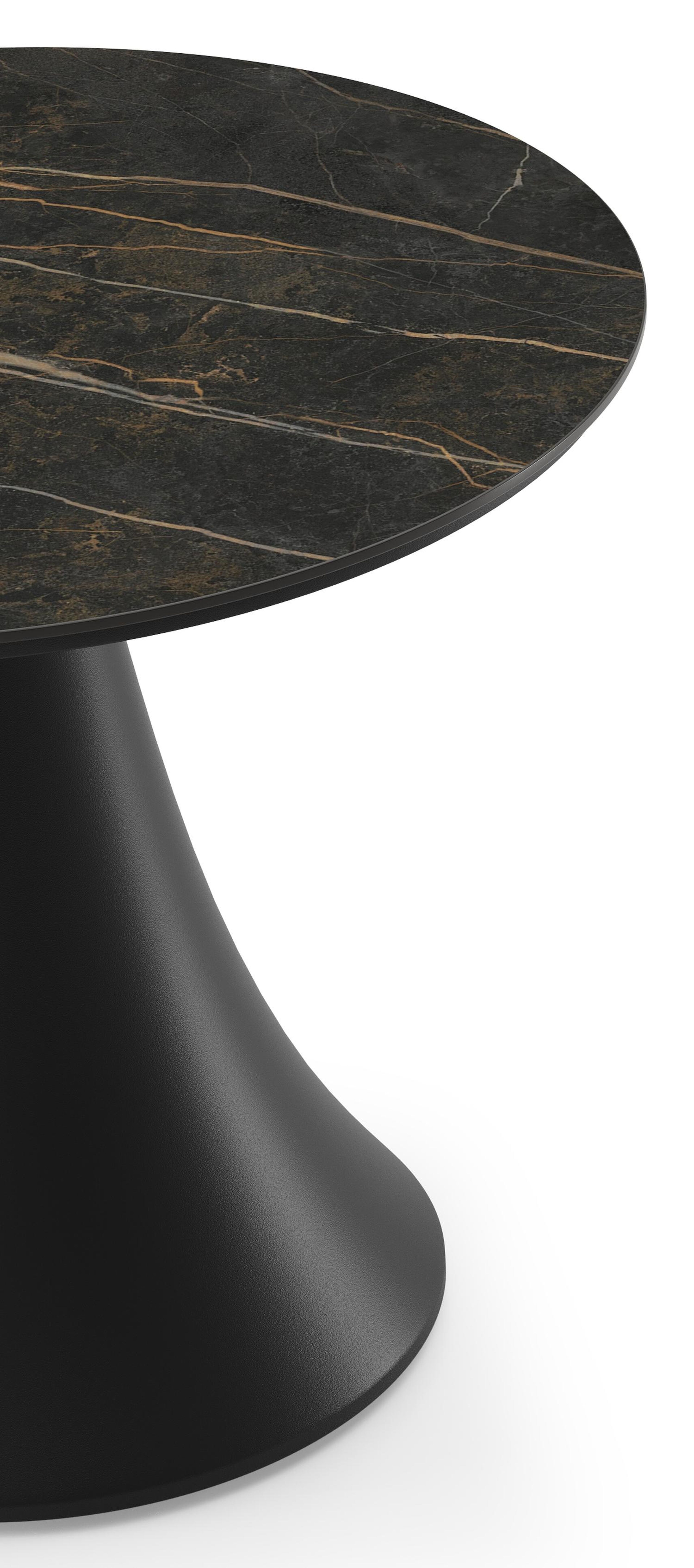 Fano low dining loungetafel in zwart aluminium en volkeramiek black obsession - Dia. 65 x H 55 cm