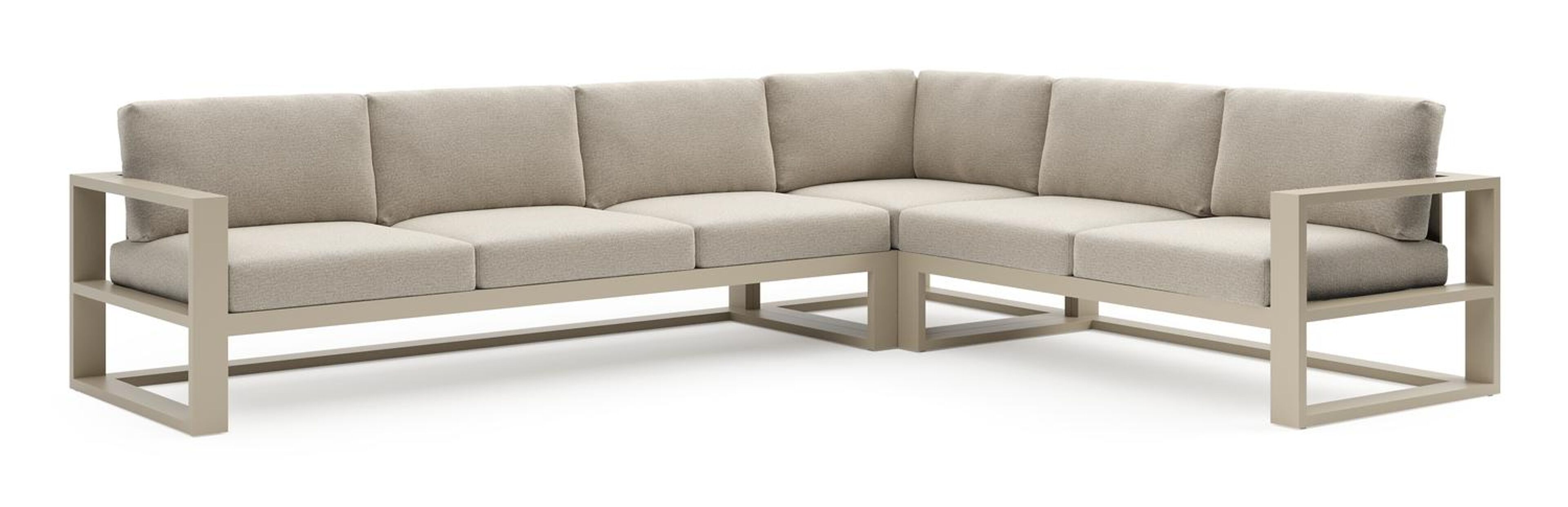 Salon de jardin d'angle Verato en aluminium beige et coussins en all weather cosytica catania sand