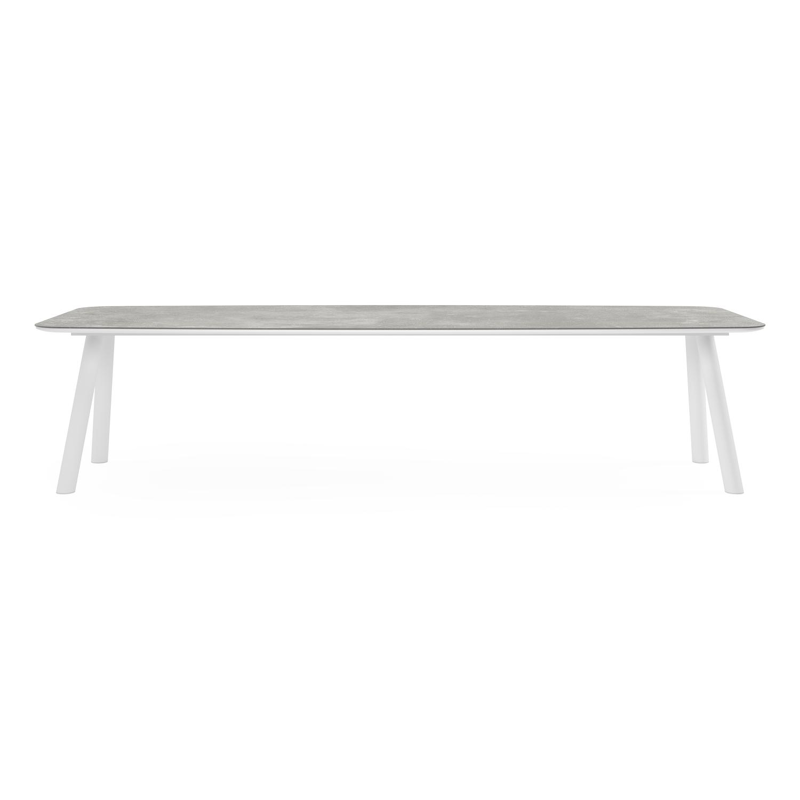 Orso tuintafel bootvorm in wit aluminium en volkeramiek new york - L 315 x B 115 x H 73.5 cm