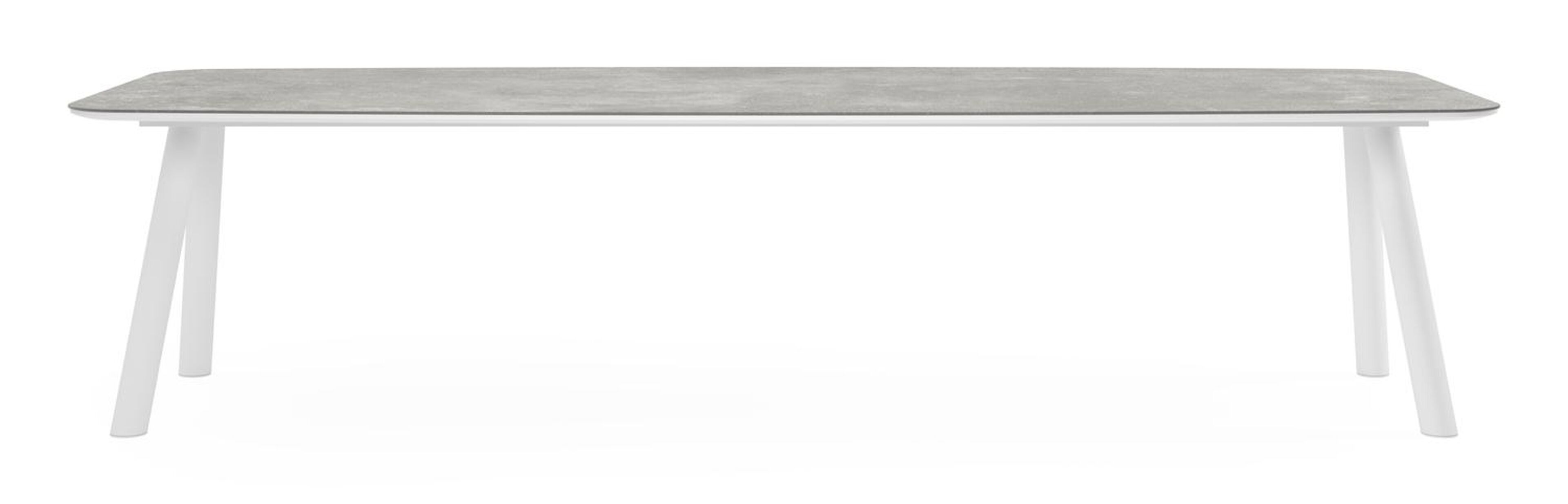 Orso tuintafel bootvorm in wit aluminium en volkeramiek new york - L 315 x B 115 x H 73.5 cm