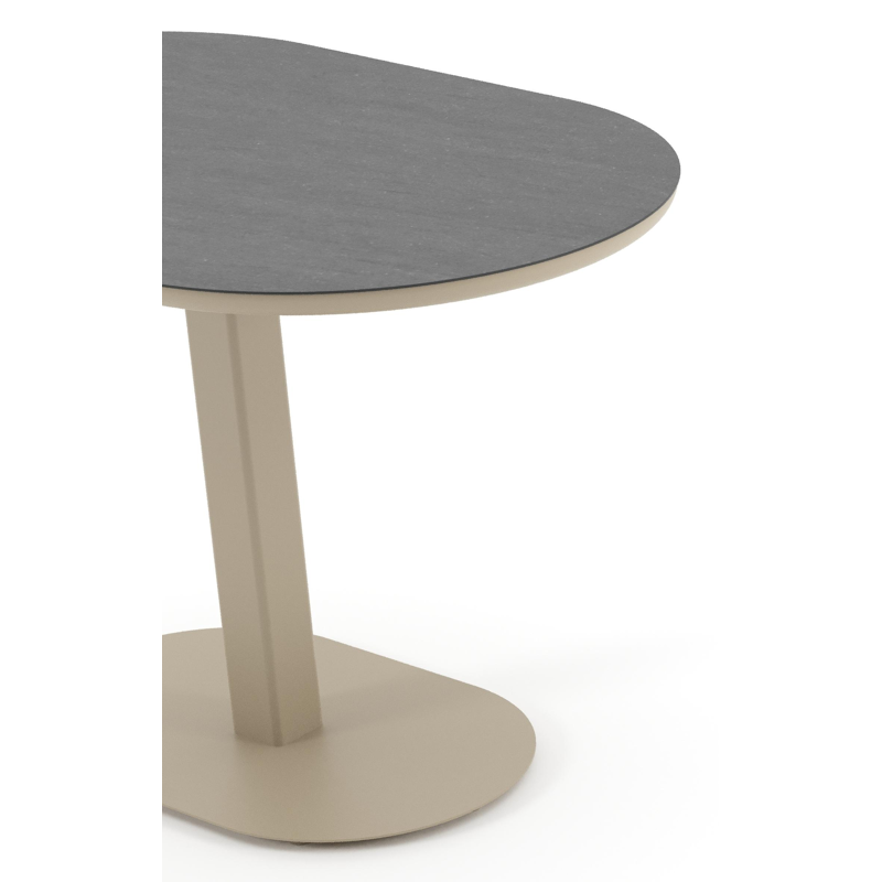 Table de jardin Teramo inclinable bombo en aluminium beige et céramique pleine Basalt Black - Lg. 110 x Lrg. 70 x Haut. 73.7 cm