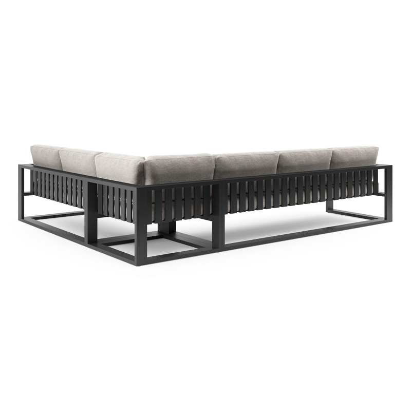 Verato loungehoek in zwart aluminium met tundra sand all weather sunbrella® luxe kussen