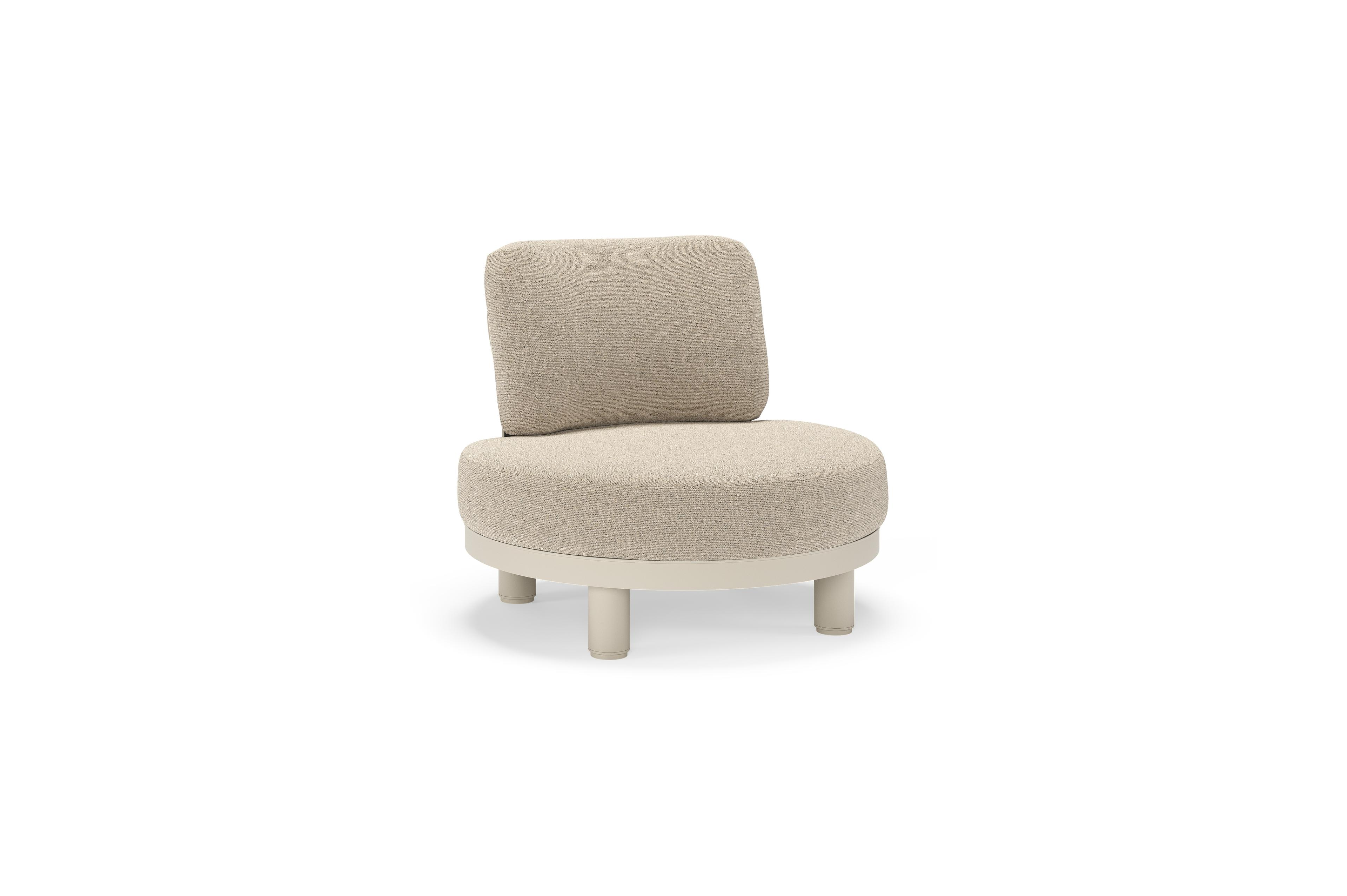 Donato loungestoel in beige aluminium met all weather cosytica Marbella Beige kussen