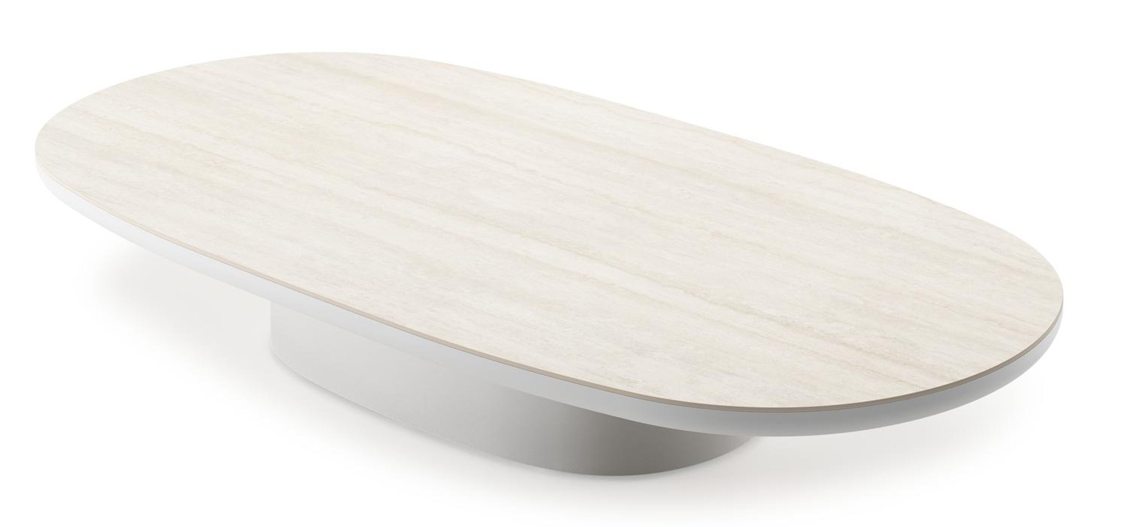 Amico loungetafel bombo in wit aluminium en volkeramiek Travertino Bianco - L 171 x B 89 x H 24 cm