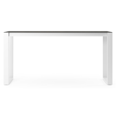 Table de bar Verato en aluminium blanc et céramique pleine Black Obsession - Lg. 220 x Lrg. 70 x Haut. 105 cm