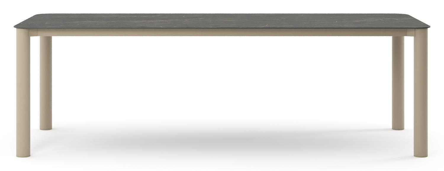 Orso tuintafel rechthoekig afgerond in beige aluminium en volkeramiek Black Obsession - L 240 x B 100 x H 74.5 cm