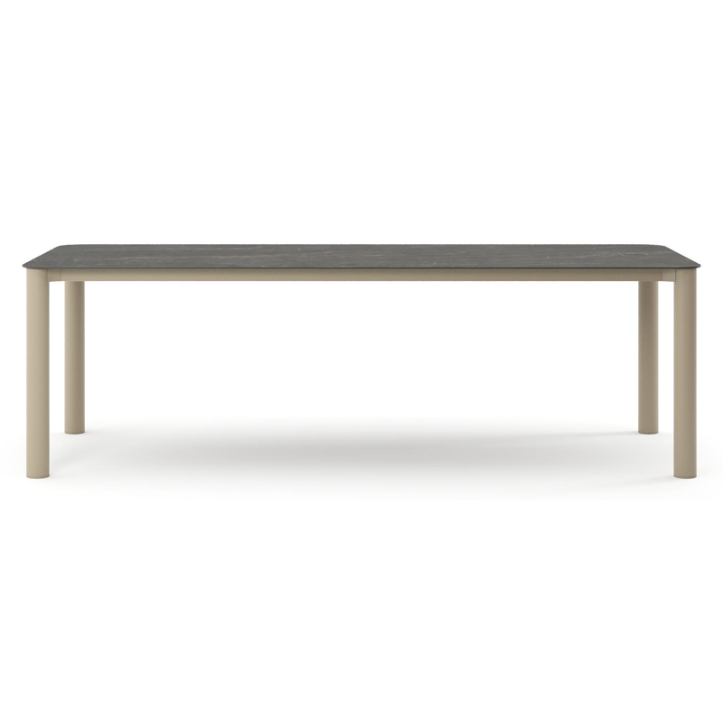 Orso tuintafel rechthoekig afgerond in beige aluminium en volkeramiek Black Obsession - L 240 x B 100 x H 74.5 cm