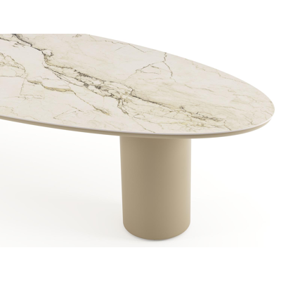 Amico tuintafel ovaal in beige aluminium en volkeramiek Colorado Dunes - L 320 x B 130 x H 73.5 cm