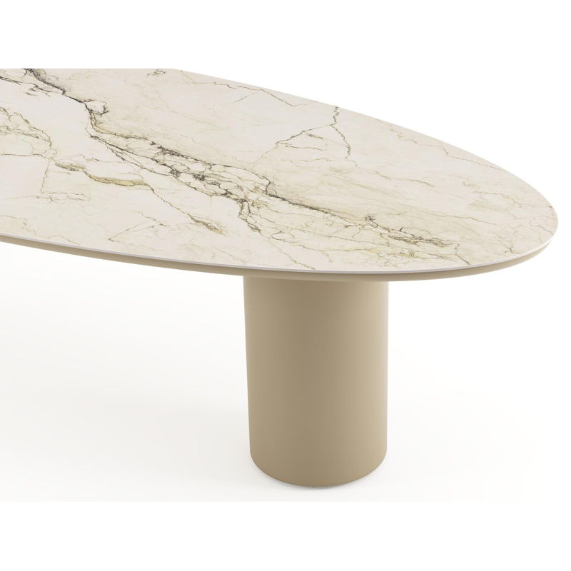Amico tuintafel ovaal in beige aluminium en volkeramiek Colorado Dunes - L 320 x B 130 x H 73.5 cm