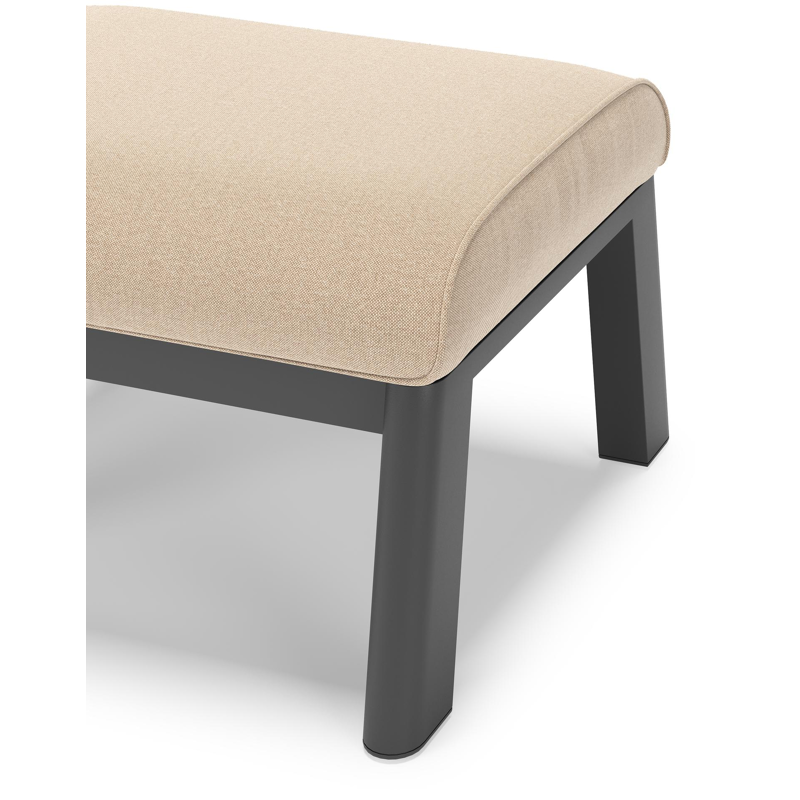 Pouf Cirello en aluminium noir et coussins en all weather sunbrella® luxe natte heather beige