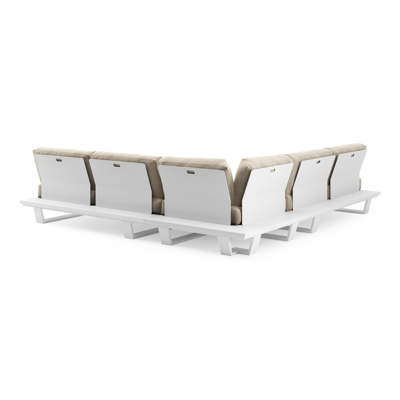 Pagino loungehoek in wit aluminium met althea chalk all weather cosytica kussen