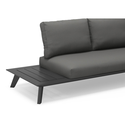 Puglia loungeset in zwart aluminium met grijs weather+ softtouch en loungetafel