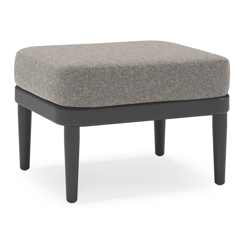 Pouf Orso en aluminium noir et coussins en all weather sunbrella® luxe Chartres Drizzle