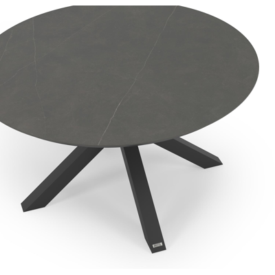 Nano tuintafel in zwart aluminium en volkeramiek calatorao - Dia. 130 x H 71 cm