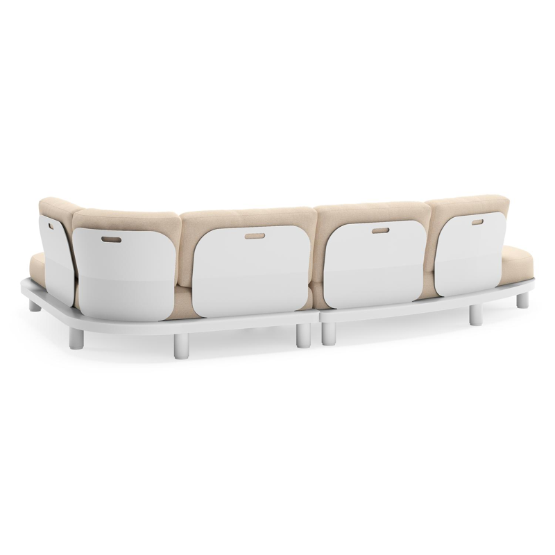 Donato loungehoek in wit aluminium met all weather sunbrella® luxe Heritage Papyrus kussen