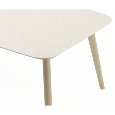 Mosa tuintafel bootvorm in beige aluminium en sintered stone Crema minerale - L 270 x B 115 x H 74 cm