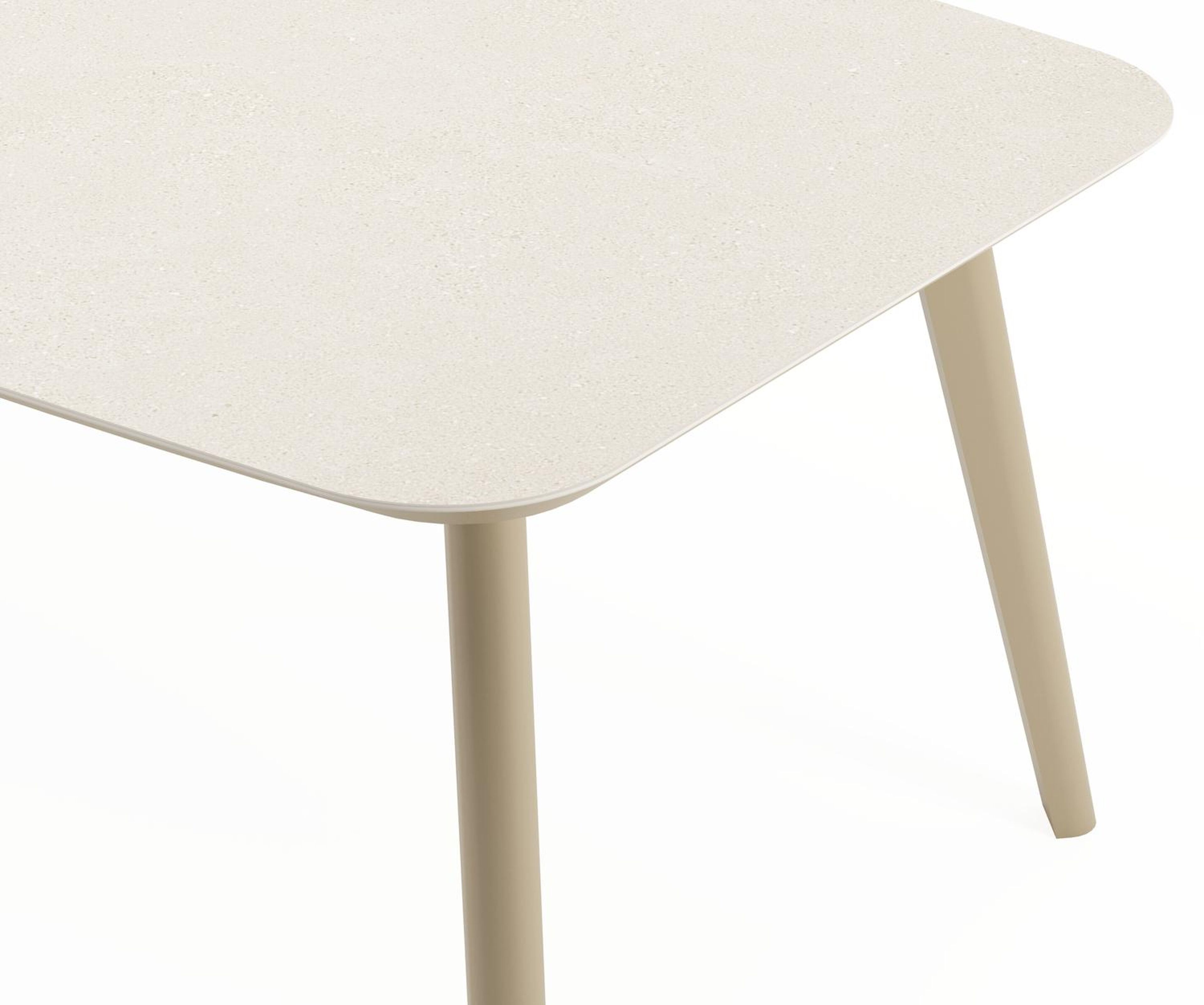 Ensemble de jardin Mosa en aluminium beige et sintered stone crema minerale avec 8 chaises de jardin empilable Zamora