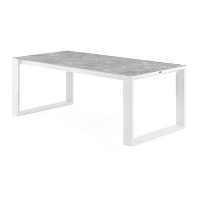 Verato tuintafel in wit aluminium en volkeramiek zaha stone - L 200 x B 100 x H 76 cm