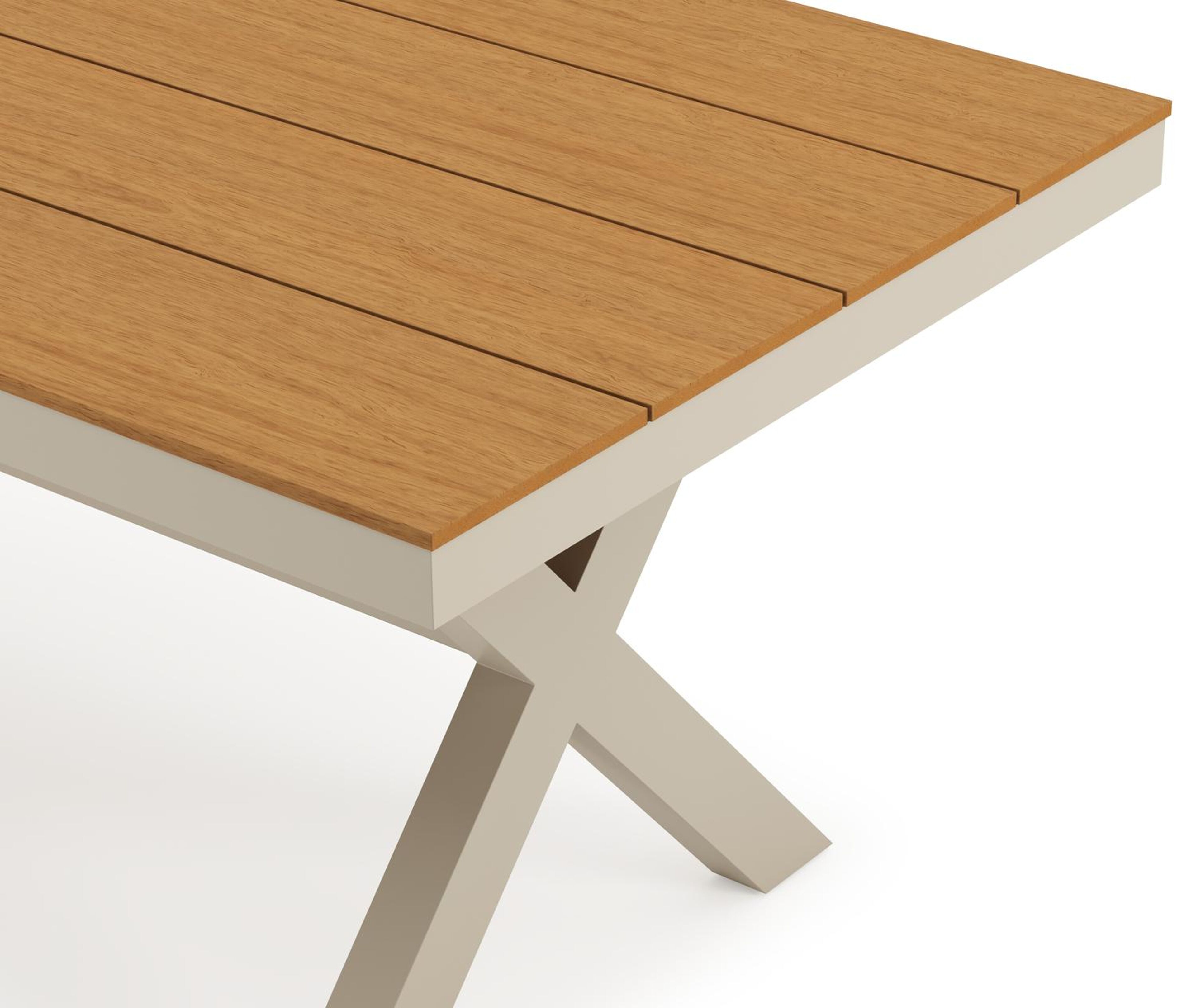 Bahia tuinset in beige aluminium en polywood met 6 Paco tuinstoelen