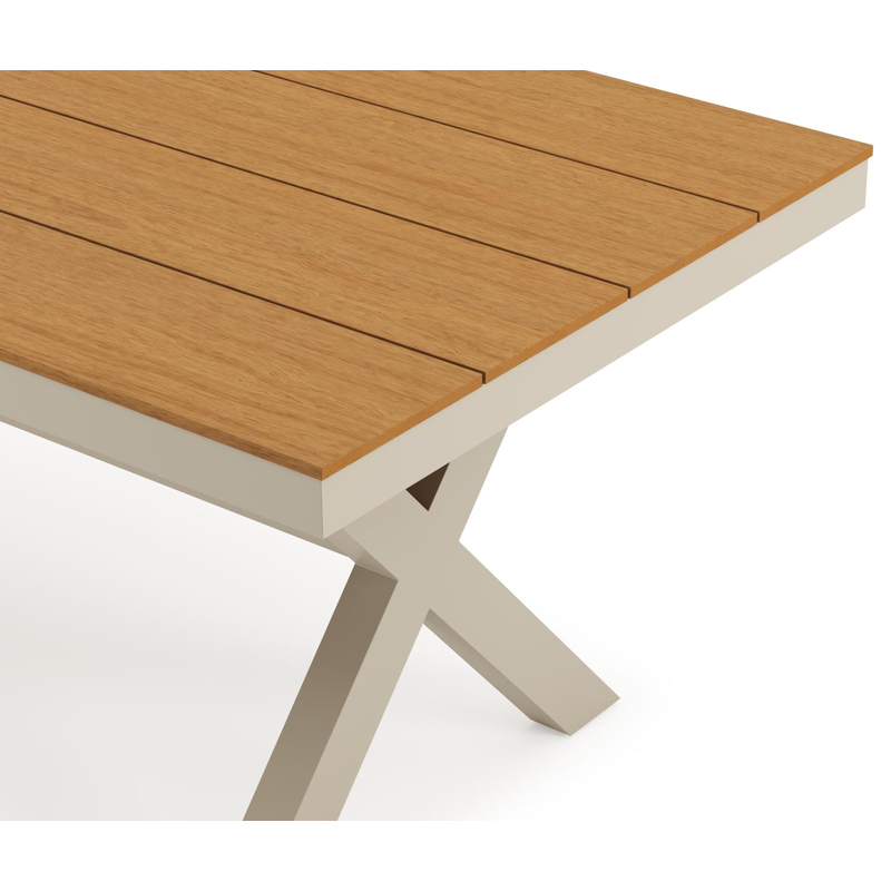 Bahia tuintafel rechthoekig in beige aluminium en polywood - L 200 x B 89 x H 75 cm