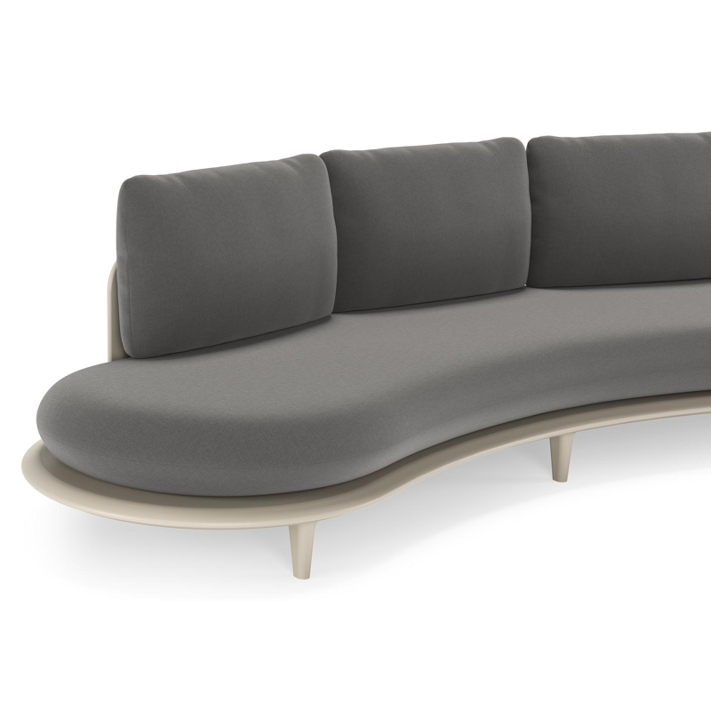 Bomero loungebank in beige aluminium met natte charcoal chine all weather sunbrella® luxe kussen