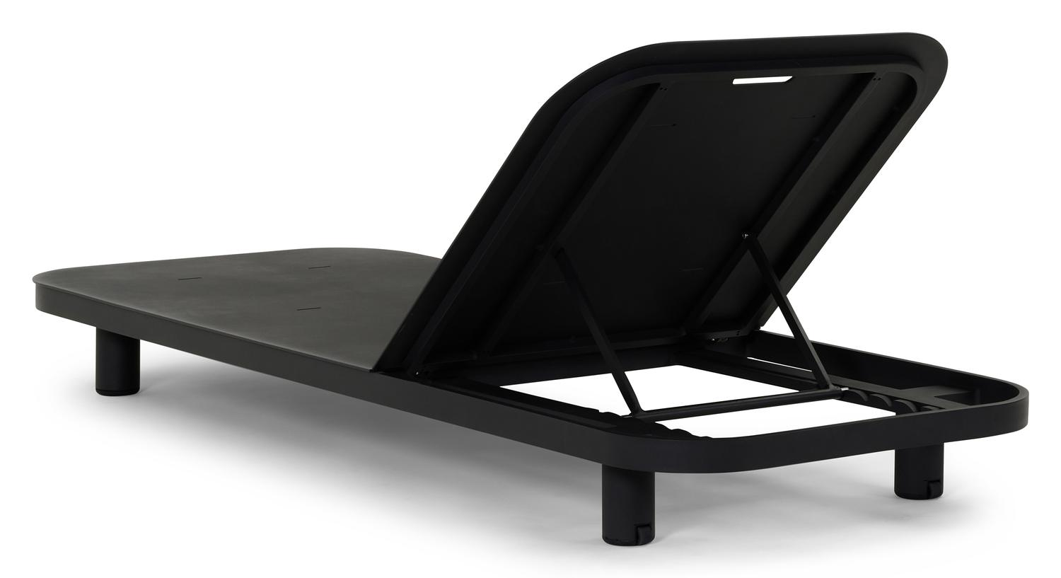 Chaise longue réglable Donato en aluminium noir et coussin en all weather Sunbrella® luxe chartres pewter