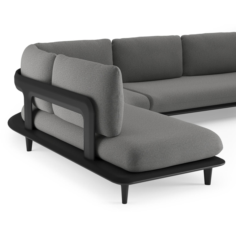 Bomero loungehoek in zwart aluminium met heritage slate all weather sunbrella® luxe kussen