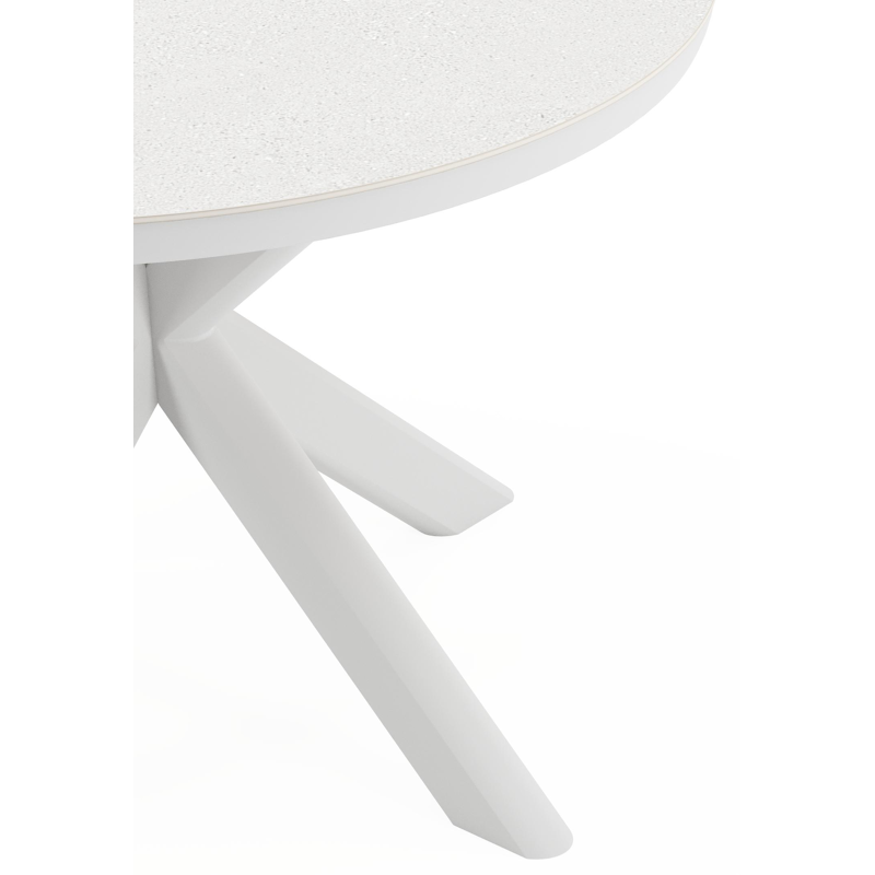 Pamplona ronde tuinset in wit aluminium en sintered stone topo minerale met 4 Cosa tuinstoelen