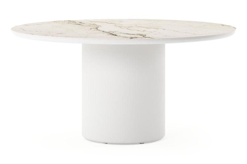 Amico tuintafel rond in wit aluminium en volkeramiek Colorado Dunes - Dia. 148 x H 73.5 cm