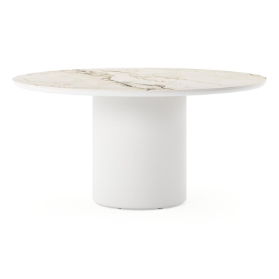 Amico tuintafel rond in wit aluminium en volkeramiek Colorado Dunes - Dia. 148 x H 73.5 cm