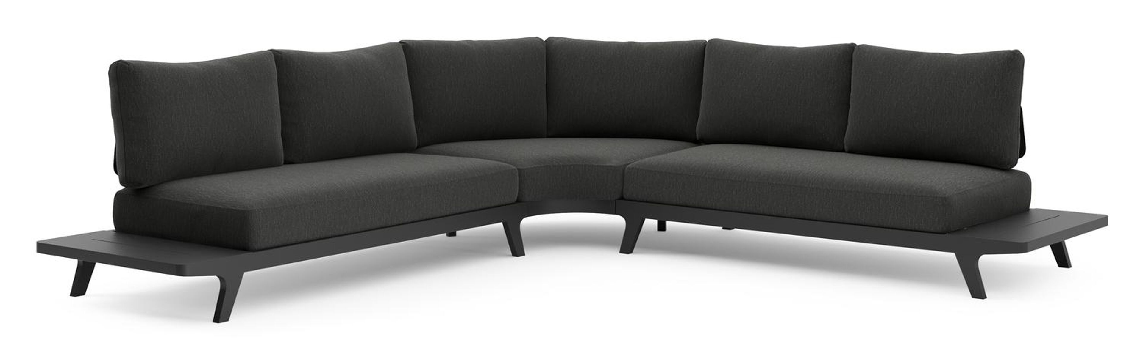 Bolzano loungehoek in zwart aluminium met sky black weather+ softtouch kussen