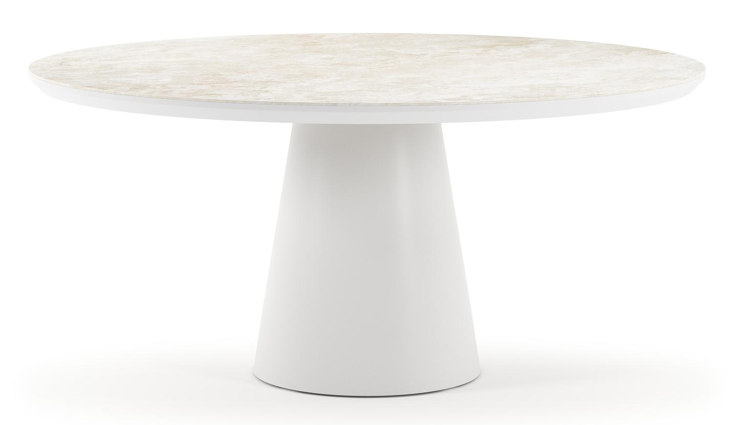 Table de jardin Donato ronde en aluminium blanc et céramique pleine Rapolano Diam. 148 cm