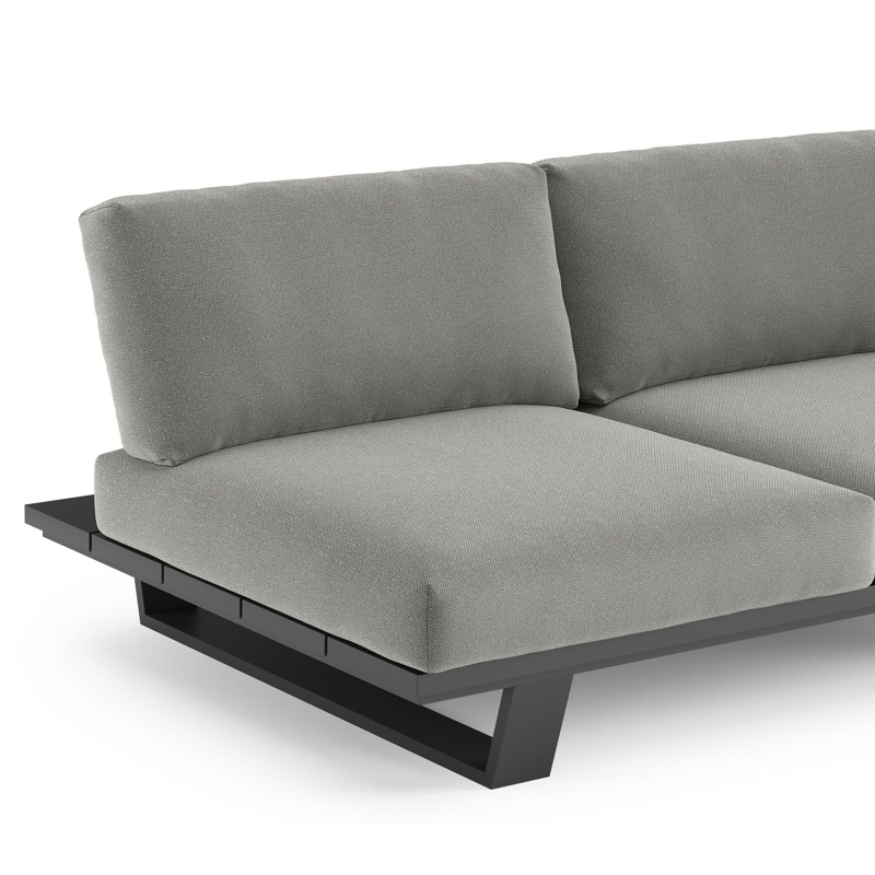 Pagino loungebank in zwart aluminium met savane zinc all weather sunbrella® luxe kussen