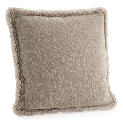 Sierkussen met franjes 45 x 45 cm in all weather sunbrella luxe chartres pewter