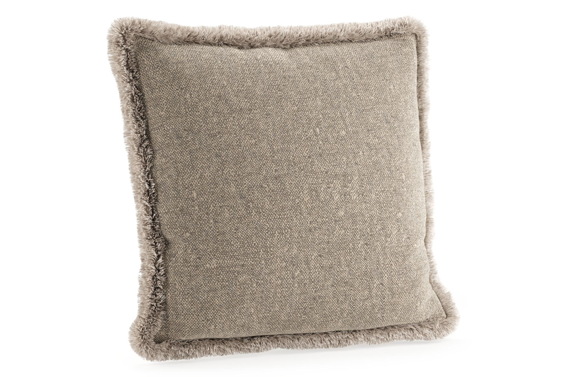 Sierkussen met franjes 45 x 45 cm in all weather sunbrella luxe chartres pewter