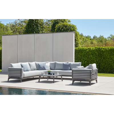 Mosa loungezetel 1-zit in zwart aluminium met grijs weather+ softtouch kussen