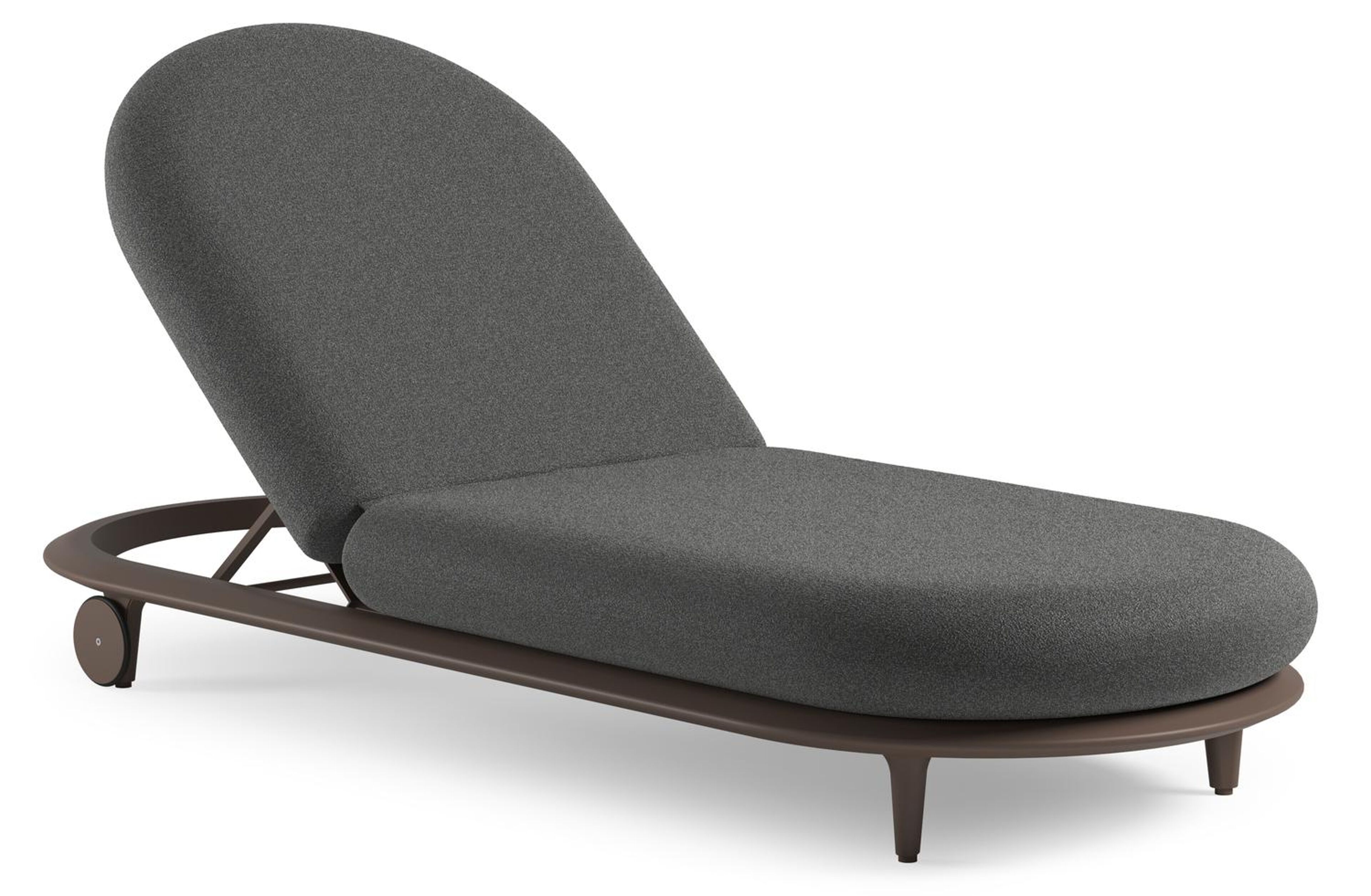 Chaise longue réglable Bomero en aluminium taupe avec catania black all weather cosytica coussin