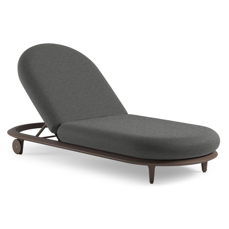 Chaise longue réglable Bomero en aluminium taupe avec catania black all weather cosytica coussin