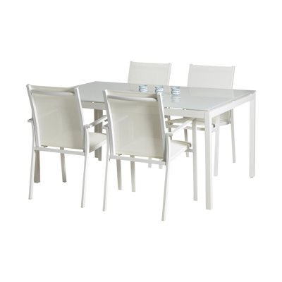 Rimini stapelbare tuinstoel wit - aluminium en textilene