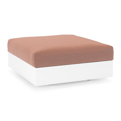 Pouf Como en aluminium blanc et coussins en all weather sunbrella® luxe savane rust