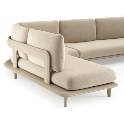 Salon de jardin d'angle Bomero en aluminium beige et coussins en all weather cosytica althea chalk