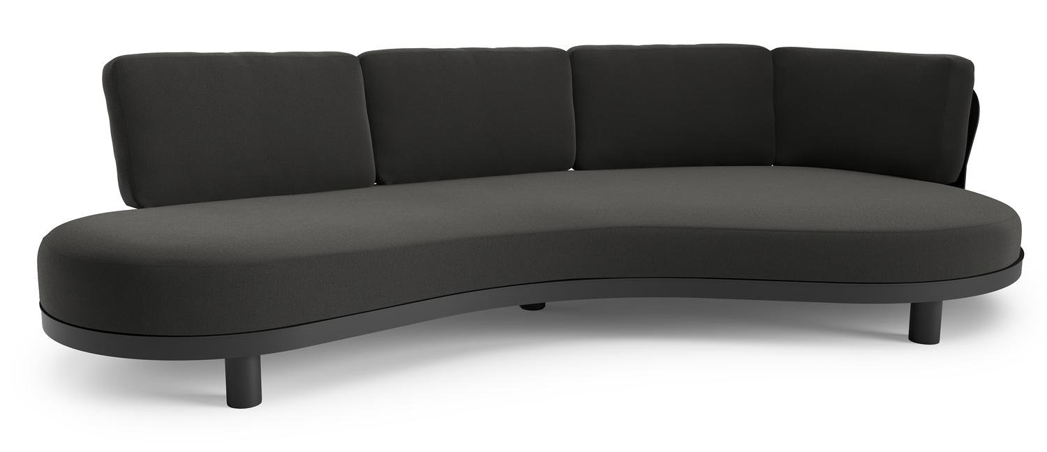 Donato loungebank in zwart aluminium met natte sooty all weather sunbrella® luxe kussen