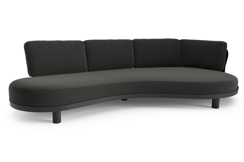 Donato loungebank in zwart aluminium met natte sooty all weather sunbrella® luxe kussen