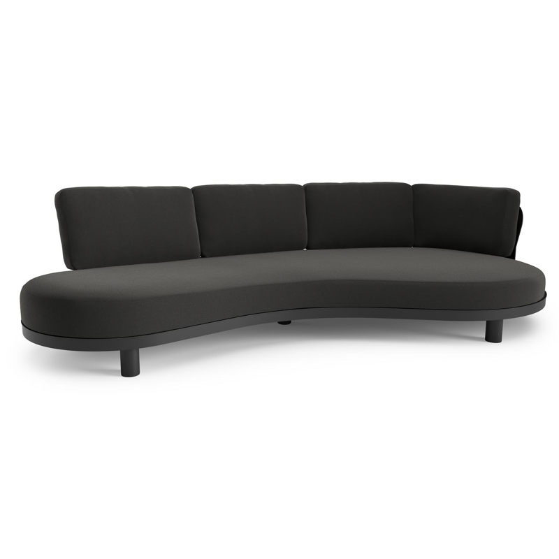 Donato loungebank in zwart aluminium met natte sooty all weather sunbrella® luxe kussen