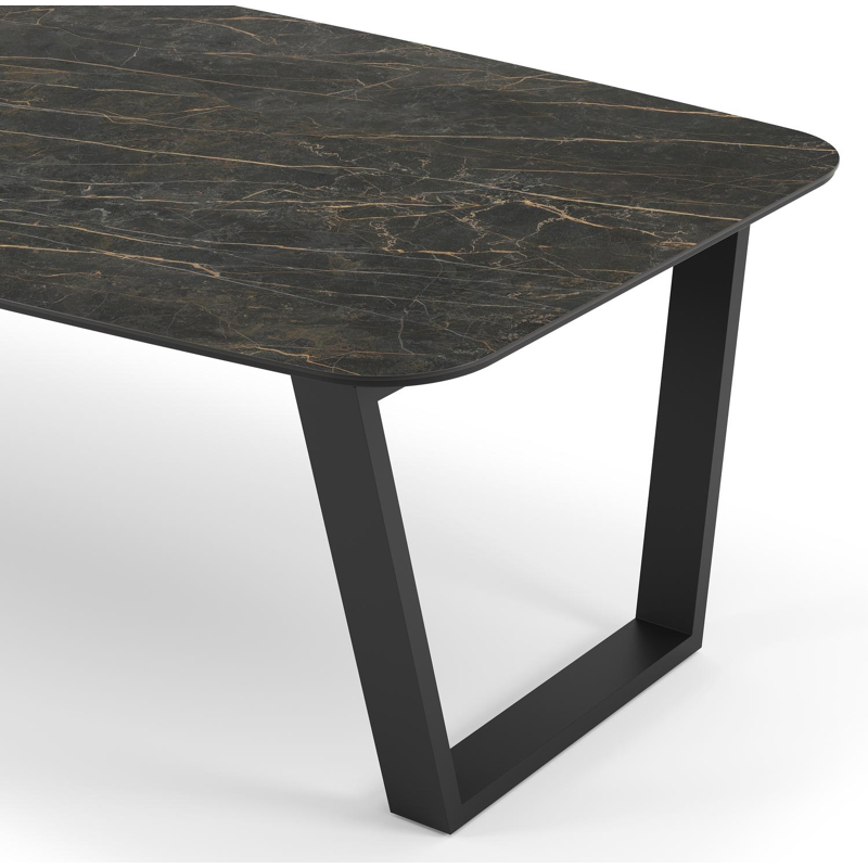 Table de jardin Pagino en aluminium noir et céramique pleine black obsession - Lg 255 x Larg. 115 x H 74 cm