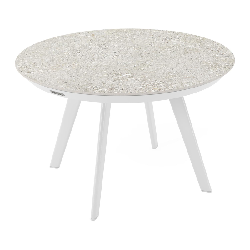 Rondo loungetafel in wit aluminium en shilin volkeramiek - Dia. 65 x H 40 cm