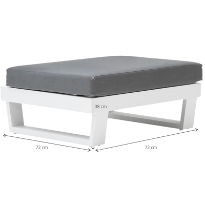 Modica lounge poef in wit aluminium met grijs textilene kussen