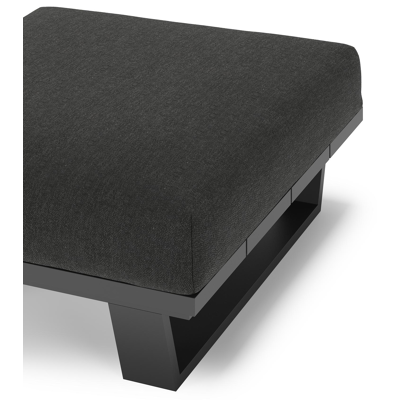 Pagino poef in zwart aluminium met chartres sooty all weather sunbrella® luxe kussen